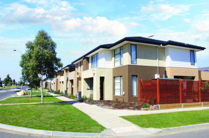 Exterior of medium density townhouses