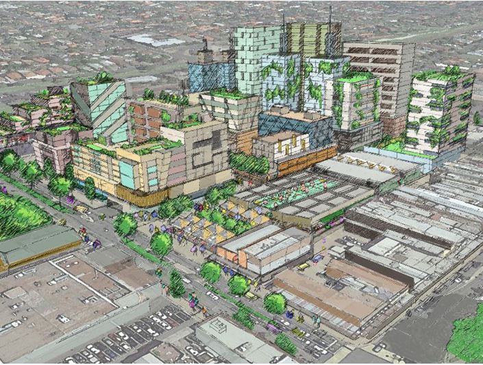 Aerial view of the proposed Preston Market Precinct