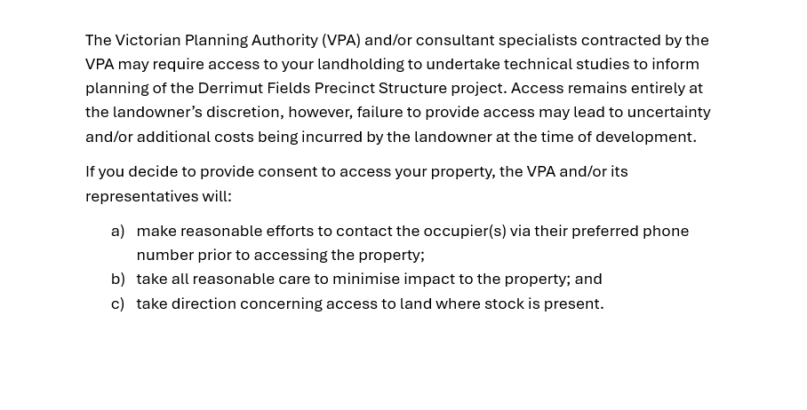 Text on Property Access Details